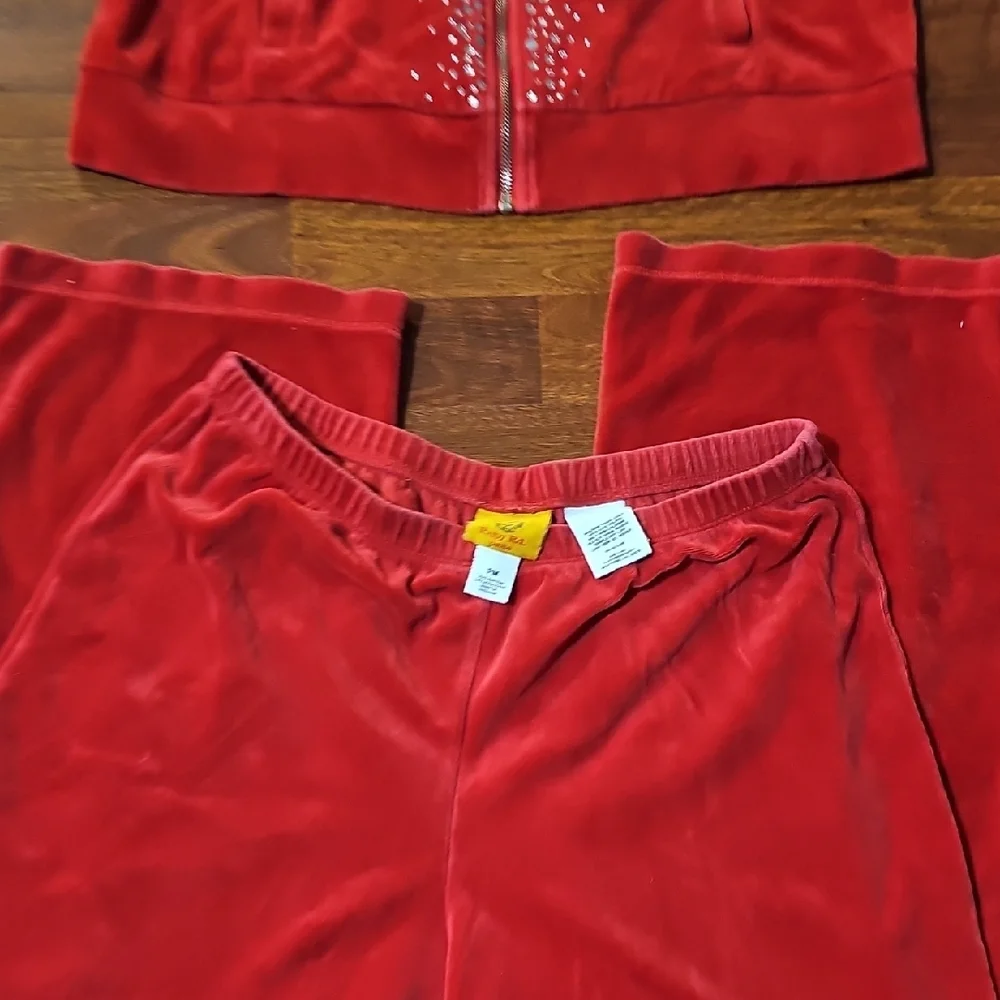 Ruby Rd. Red Velour Jacket with Rhinestones - Picture 3 of 5